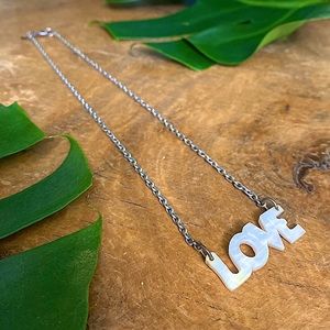 American Eagle Mother of Pearl Love Necklace